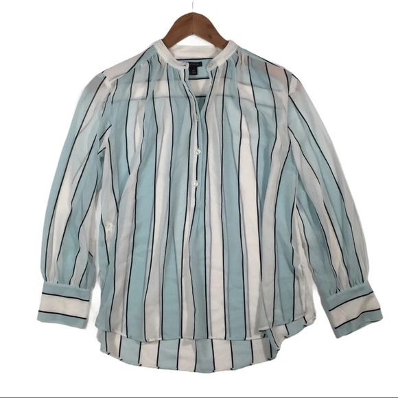 WS645 Ann Taylor Nehru Trendy Career Blouse Top XS - Picture 1 of 4